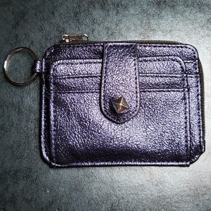 Shiny Blue Mini Cash/Card Holder w/keychain
